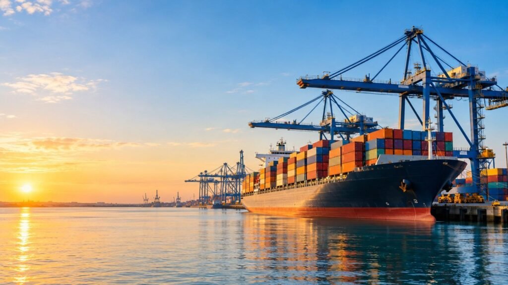 How to start an import export business in Pakistan: cargo ship at a port